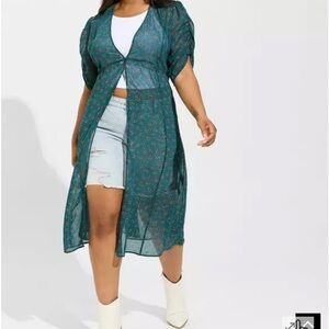 NWT Torrid Chiffon Ruched Sleeve Kimono size 2X